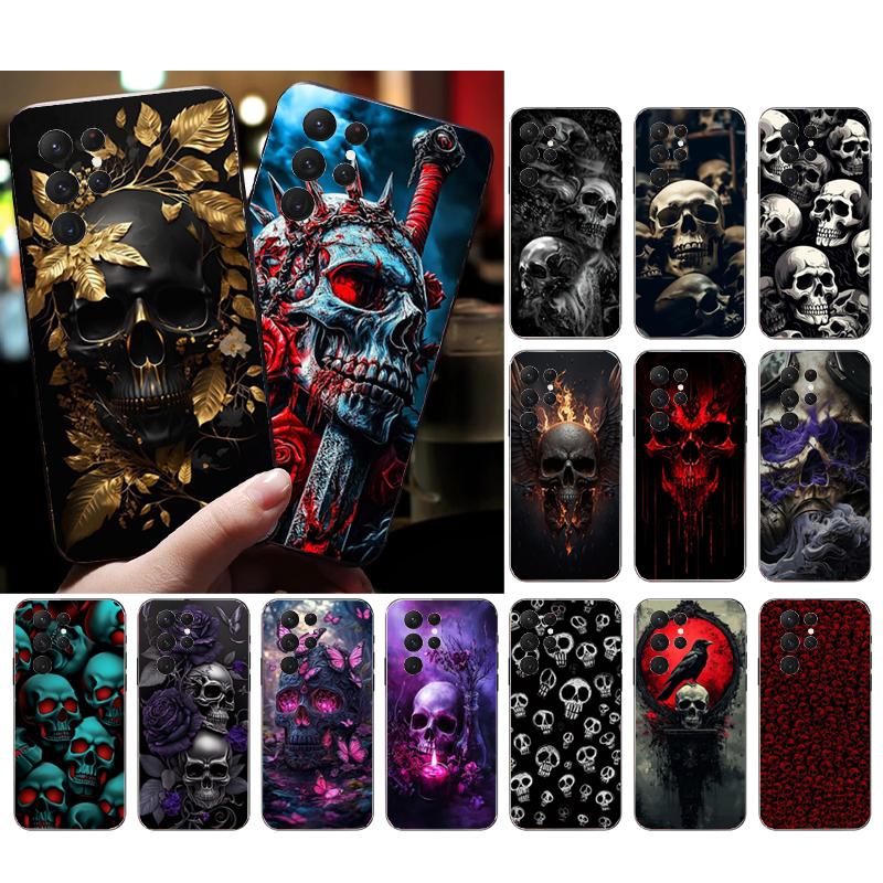 Phone Case For Samsung Galaxy S25 S24 S23 S22 S21 Ultra S24 S23 S22 S21 S25 Plus S24 S25 FE Skull