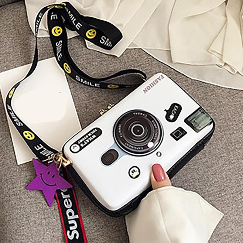 SCIONE Bolsa de Ombro Mini Câmera 2025 Nova PU Pintada Bolsa Fofa para Menina Moda Personalidade Coringa Bolsa Transversal