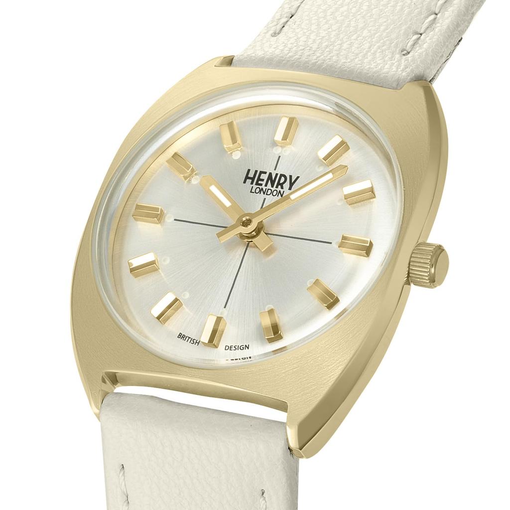 Zegarek APPLE LEATHER Srebrna Tarcza Stal Nierdzewna Szkło Mineralne Kwarcowy 28MM Londyńska Marka Zegarków Skóra Apple [Henry London] HL28-M-0452-AL