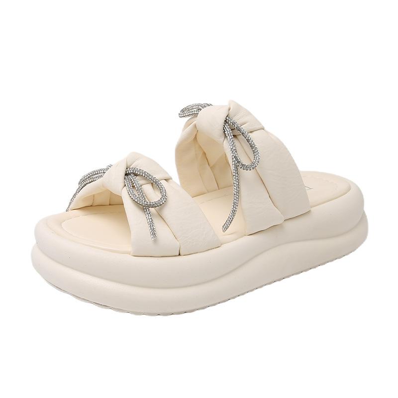 Summer new cool slippers women's 2025 fashion thick bottom heightening soft bottom beach mop