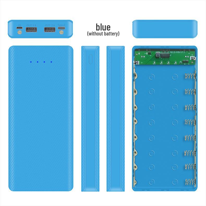 Type-C 8-Slot 18650 Battery Charger & DIY Power Bank Shell Kit