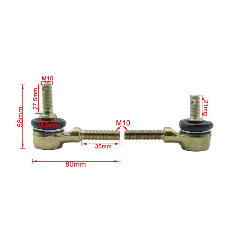2 Pair M10-M10 Tie Rod End Kits Ball Joint Fit For China ATV 50cc 110cc 150cc 200cc 250cc 300cc Go Kart Karting Quads Bike Parts