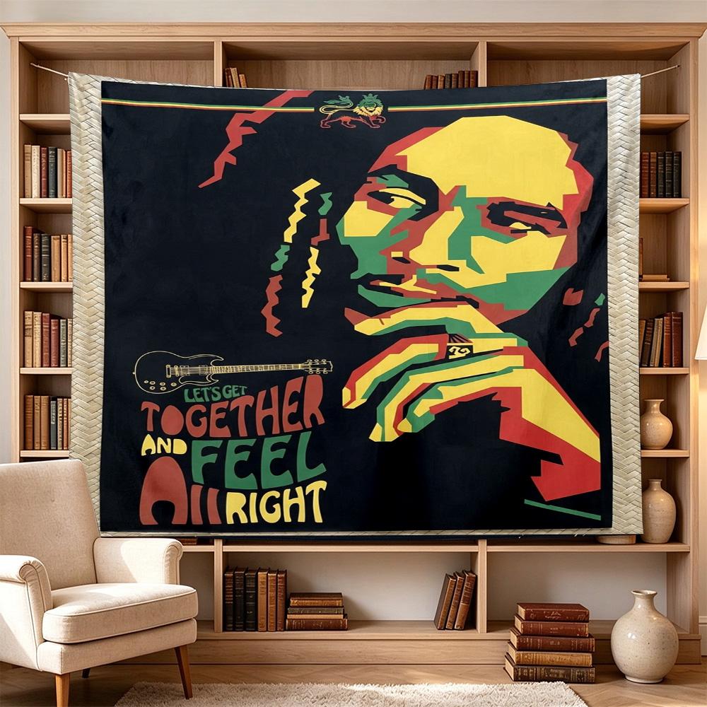 Bob Marley Reggae Tribute Freedom Polyester Wall Hanging Tapestry, Aesthetic Home Decor for Bedroom Dorm Photo Backdrop