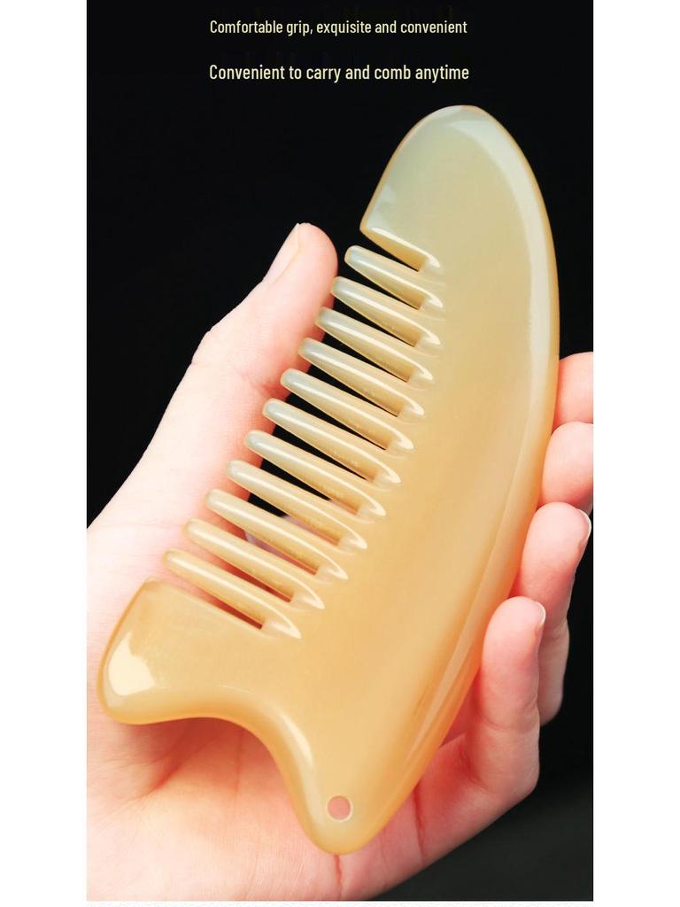 Natural Ox Horn Wide-Tooth Curly Hair Comb - Scalp Massage for Men & Women