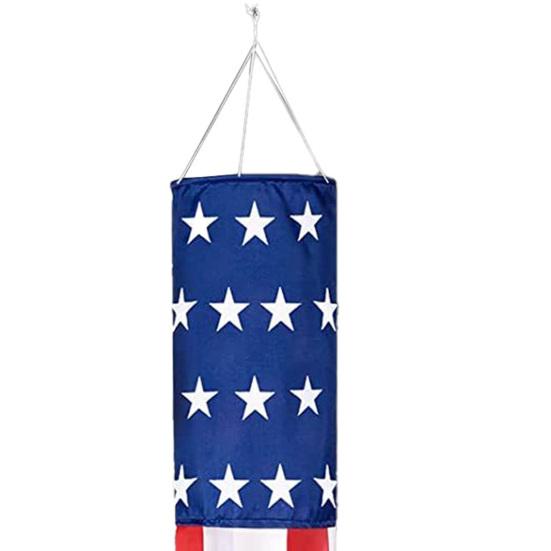 Amerikanische Flaggen-Windsock mit LED-Lichtern, große rot-weiß-blaue patriotische Windsocke für den 4. Juli, Memorial Day, Garten, Außenbereich