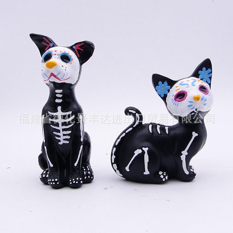 Direct Halloween Resin Crafts Ghost Festival Ornaments Cute Little Flower Cat Dog Ornament Dead Man's Day Gifts