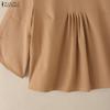 ZANZEA Women Casual Round Neck 3/4 Sleeve Loose Blouse