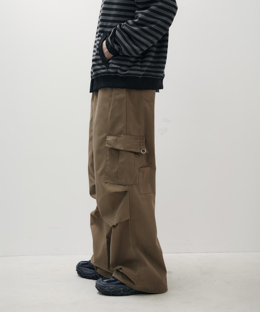 Ledeoli Parachute Wide Cargo Pants [Cotton Brown]