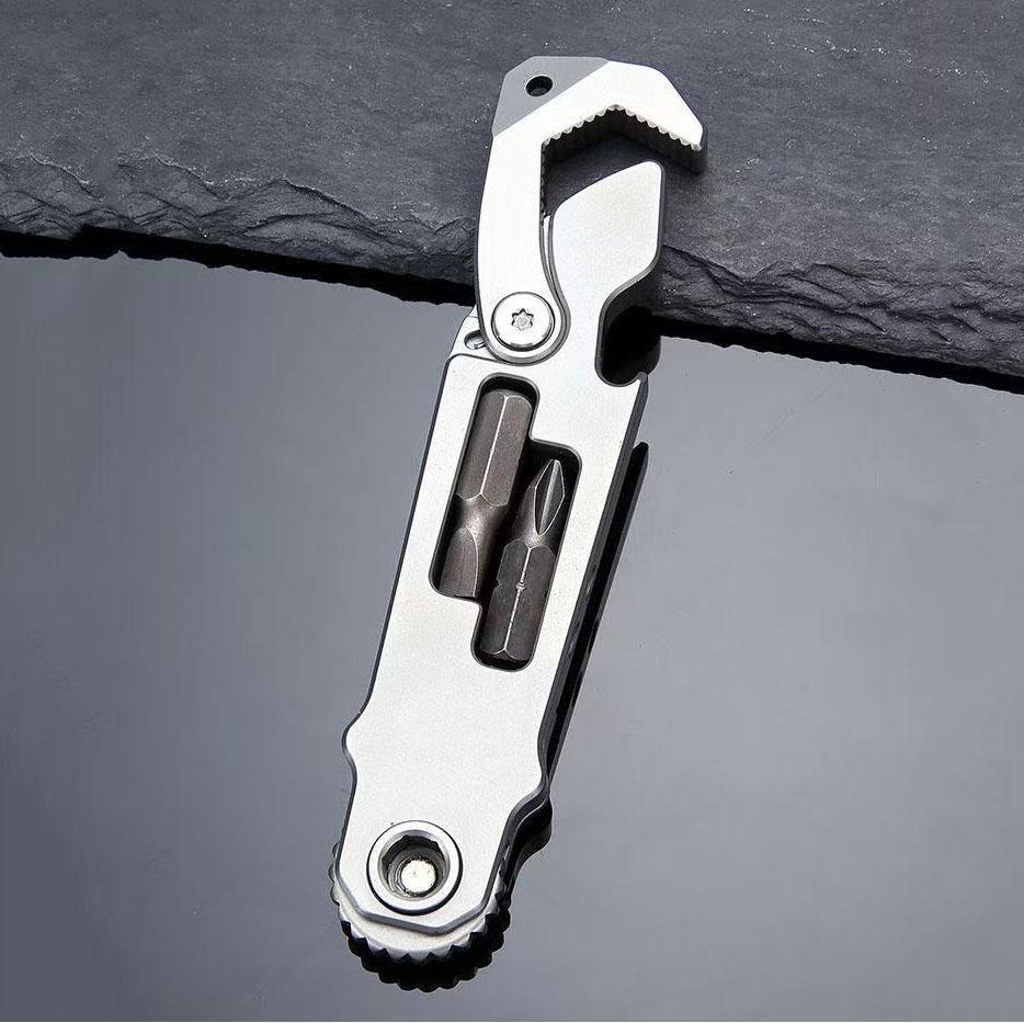 420 Stainless Steel Crowbar Multi-functional Adjustable Wrench Screwdriver Pocket Tool Hanger Pry Bar Bottle Opener EDC Tool