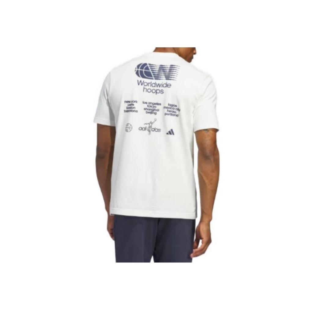 Adidas Worldwide Hoops City Graphic Tee Off White Men Streetwear IN6375