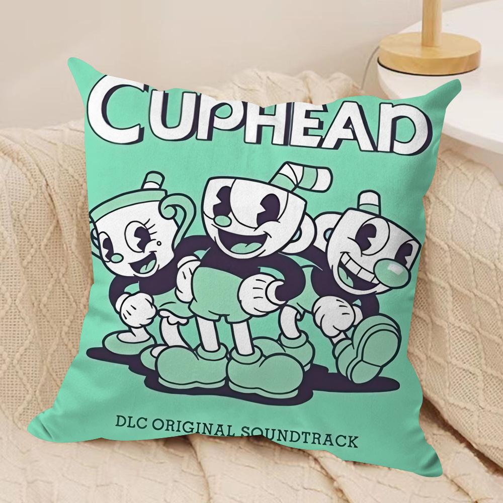 Classic Game CCuphead Cute Cushion Cover Silky Short Plush Invisible Zipper Dustproof Sofa Pillow Case For Home Decor
