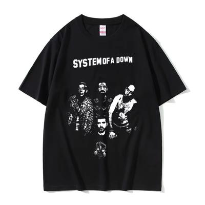Camiseta Gráfica de Banda de Metal Alternativo System of A Down Ropa para Hombre Mujer Casual Vintage Oversized Camisetas de Manga Corta
