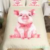 Pink Pig Bedding Set King Queen Sleeping Pig Duvet Cover For Kids Boys Girls Kawaii Animals Comforter Cover With 2 Pillowcases