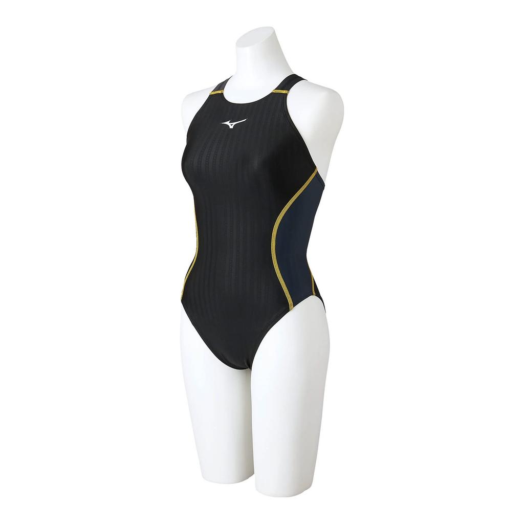 Mizuno Stream Ace Competitive Challenge Medium Size L FINA Swimming Approved Women's Swimsuit, Swimmer, Cut, N2MA2720, (Black/Charcoal Gray),