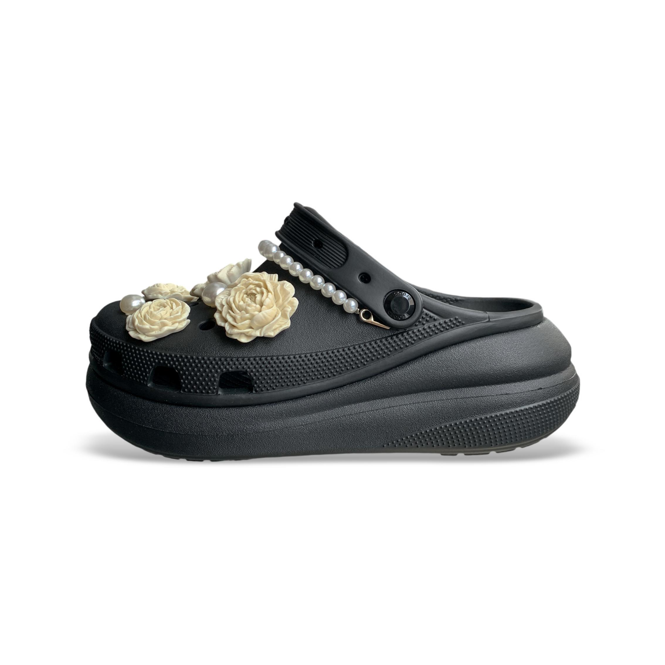 

Crocs Classic Crush EVA Sunset Sunset Soft Sole Versatile Stylish Hole Shoes Unisex Black 38-39 чёрный