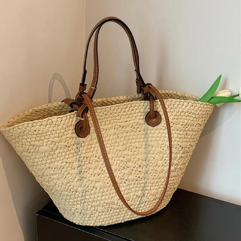 Handgemaakte Dames Handtassen grote Geweven Dames Schoudertas Zomer Riet Strandtassen Shopper Manden Boheemse Rotan Tote Bag