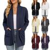 Women Ladies Solid Color Long Sleeve Length Cardigan Sweater Coat Top