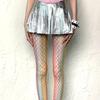 Hollowed Colorful Women Fishnet Stockings Thin Y2K Subculture Rainbow Hole Girls Mesh Tights JK Goth Street Club Stockings
