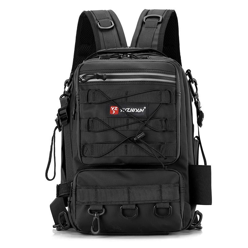 Zaino da Pesca Multiscomparto Borsa a Spalla Singola a Tracolla Porta Canne Nylon Impermeabile Attrezzatura