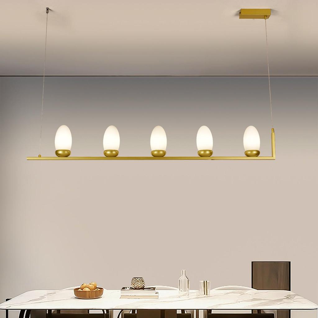 Nordic Minimalist Glass Chandelier with Milk White Shade for Dining Table