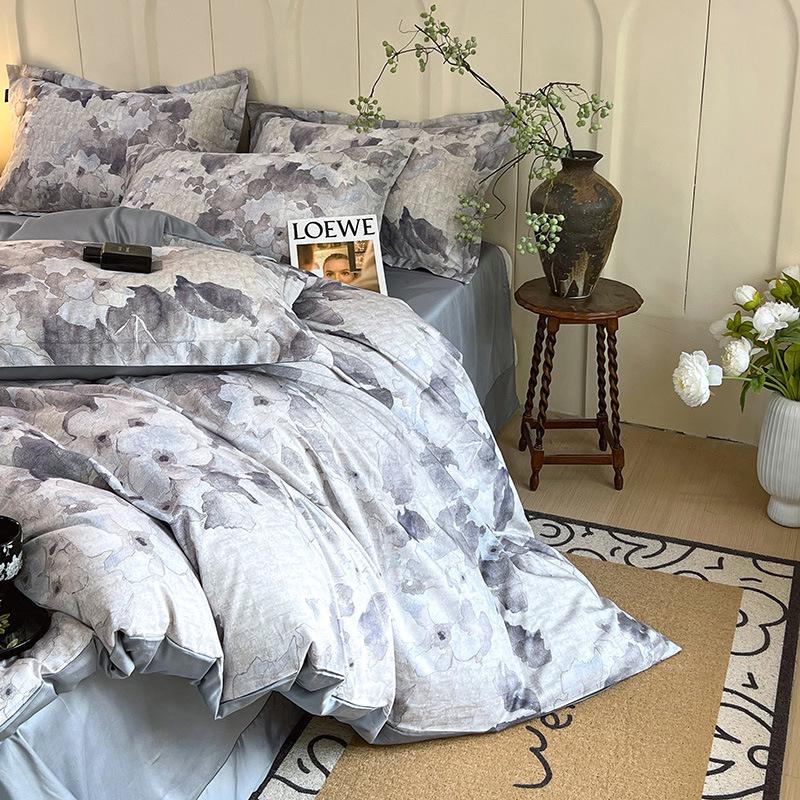 

Floral Modern Minimalist Cotton Bedding Set: 4-Piece, Spring/Autumn, Includes Duvet Cover & Sheet, Ideal for Sleeping Naturally. 1.8m Flat Sheet Set - Duvet 200x230