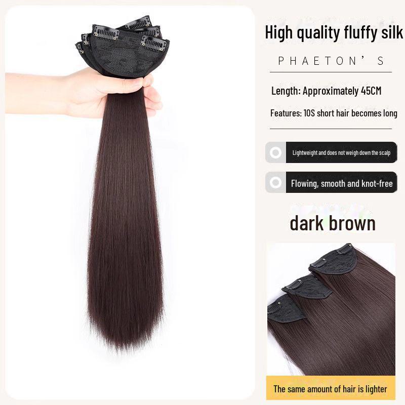 Long Hair Wigs for Women: 3-Piece Set, Straight, Voluminous, Invisible, Traceless Extensions