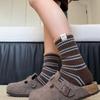 Korean Egg Cloth Label Warm Striped Socks Sheep Wool Mid-Leg Socks Women Versatile Atmosphere Stacked Socks