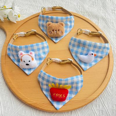 Hund Spucktuch Kragen Haustier Dreieckstuch Katze Cartoon Lätzchen Umfang Kragen Kariert Niedlich Verkleiden