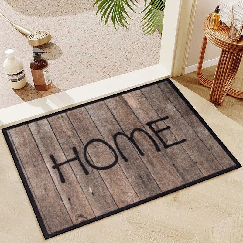 VIKAMA 40*60CM 3D Wood Grain Flower Floor Mat Entrance Door Mat Foot Mat Valentine's Day Flower Decorative Floor Mat