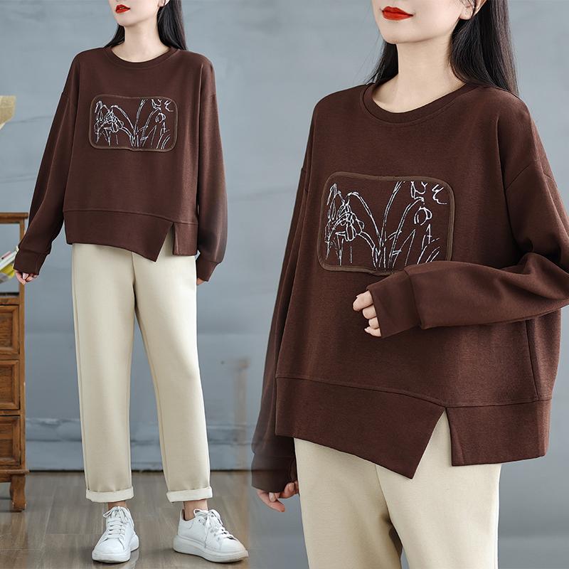 Dimanaf 2025 Spring Women Plus Size Pullover Long Sleeve Tops Tees O-Neck Casual Lady Loose Shirt Solid Oversize