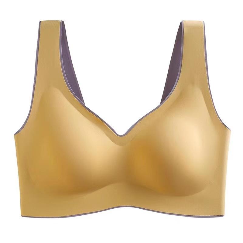 Women S Seamless Wireless Sports Bra Push Up Yoga Bra M жёлтый
