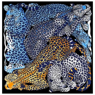 130Cm New Leopard Square Scarf Women 100% Silk Scarf New Pashmina Fashion Design Women Shawl Bandana Kerchief Scarves