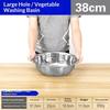 [JN] Rice Sieve Strainer Stainless Steel Colander Kitchen Helper Big Drainer Basin For Washing Vegetables Fruits Pasta Draining
