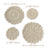 Milkcat Natural Color Set of 4 Hand-Knitted Cotton Lace Coasters, Round, Retro Afternoon Tea Display