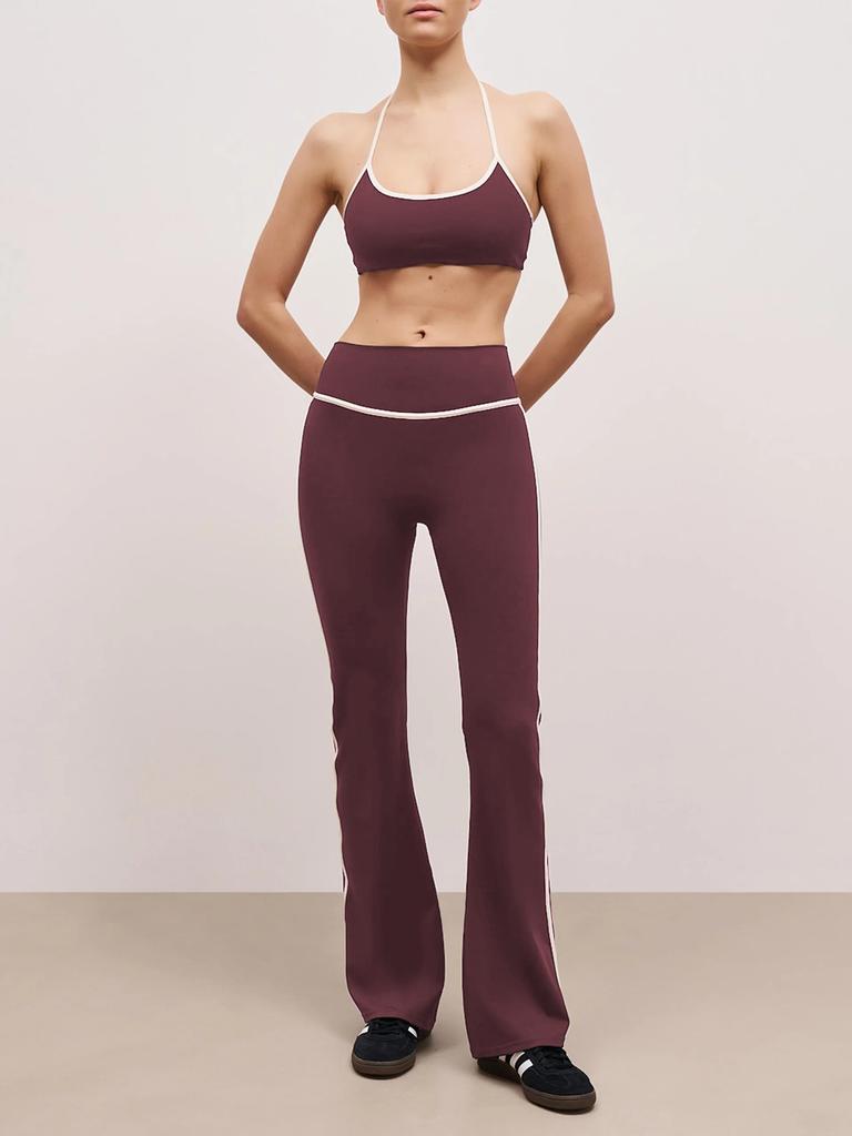 New Contrast Color Sexy Back Sports Yoga Suit Women's Fitness Sports Flared Pants Pilates Two-piece Set