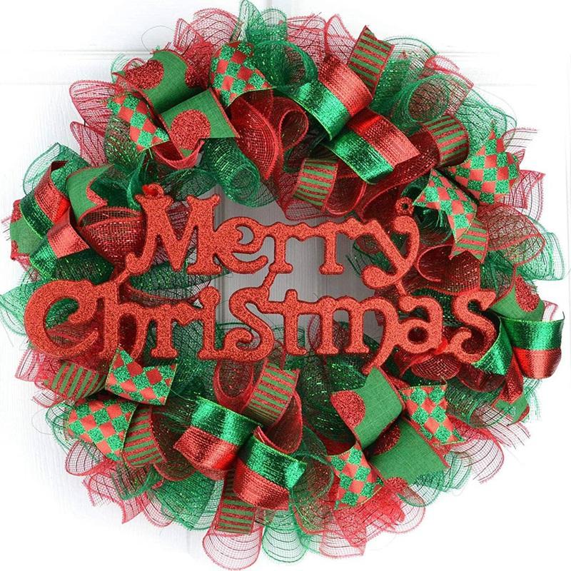 26cm 10Yards Christmas Decor Mesh Ribbon Glitter Mesh Roll for Christmas Tree Decorations Home Door Wreaths Garland Xmas Gifts