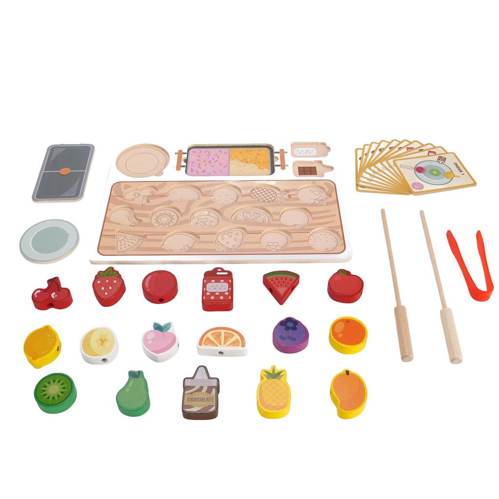 Wooden Fruit Bead Skewer Toys Simulation Wooden Pretend Fruit Educational Toys for Children