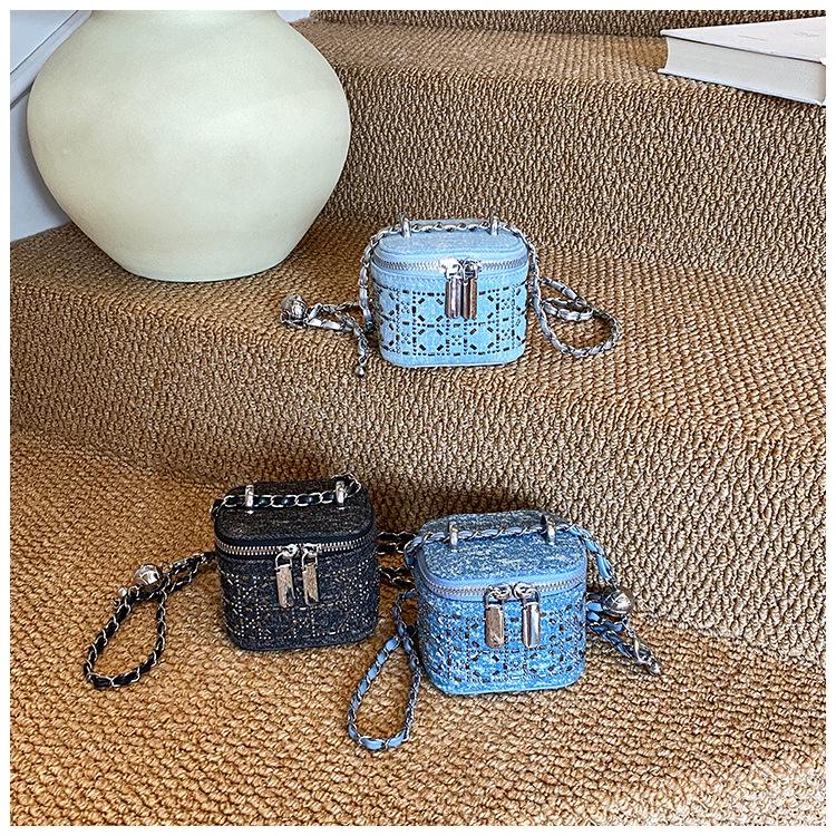 Mini-Umhängetasche im Denim-Stil für Kinder & Frauen – Trendige Schultertasche mit Strass-Akzenten