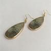 Vintage Gold-Plated Teardrop Earrings with Rose Quartz, Lapis Lazuli, Red Jasper, Turquoise, and Amazonite.