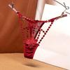 Women's Sexy Out Thongs Hollow  Floral Embroidery Low-Waist Shiny Straps Porn Lingerie Mesh Transparent  T-Back Briefs