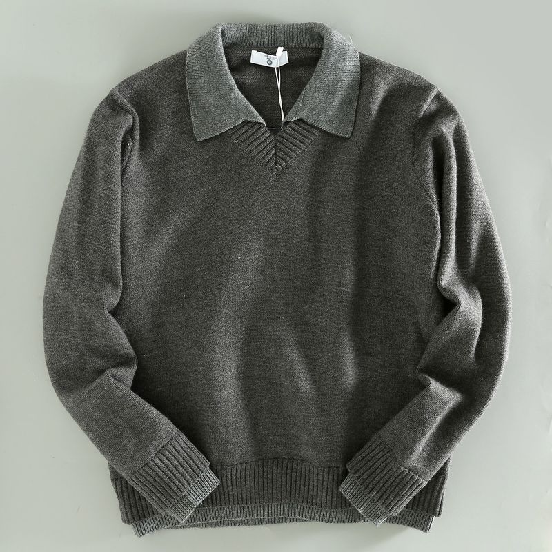 Foreign Trade Export Surplus Orders Men's Fake Two Pieces V-neck Lapel Knit Lazy High-Grade Loose Couple Sweater Fashion