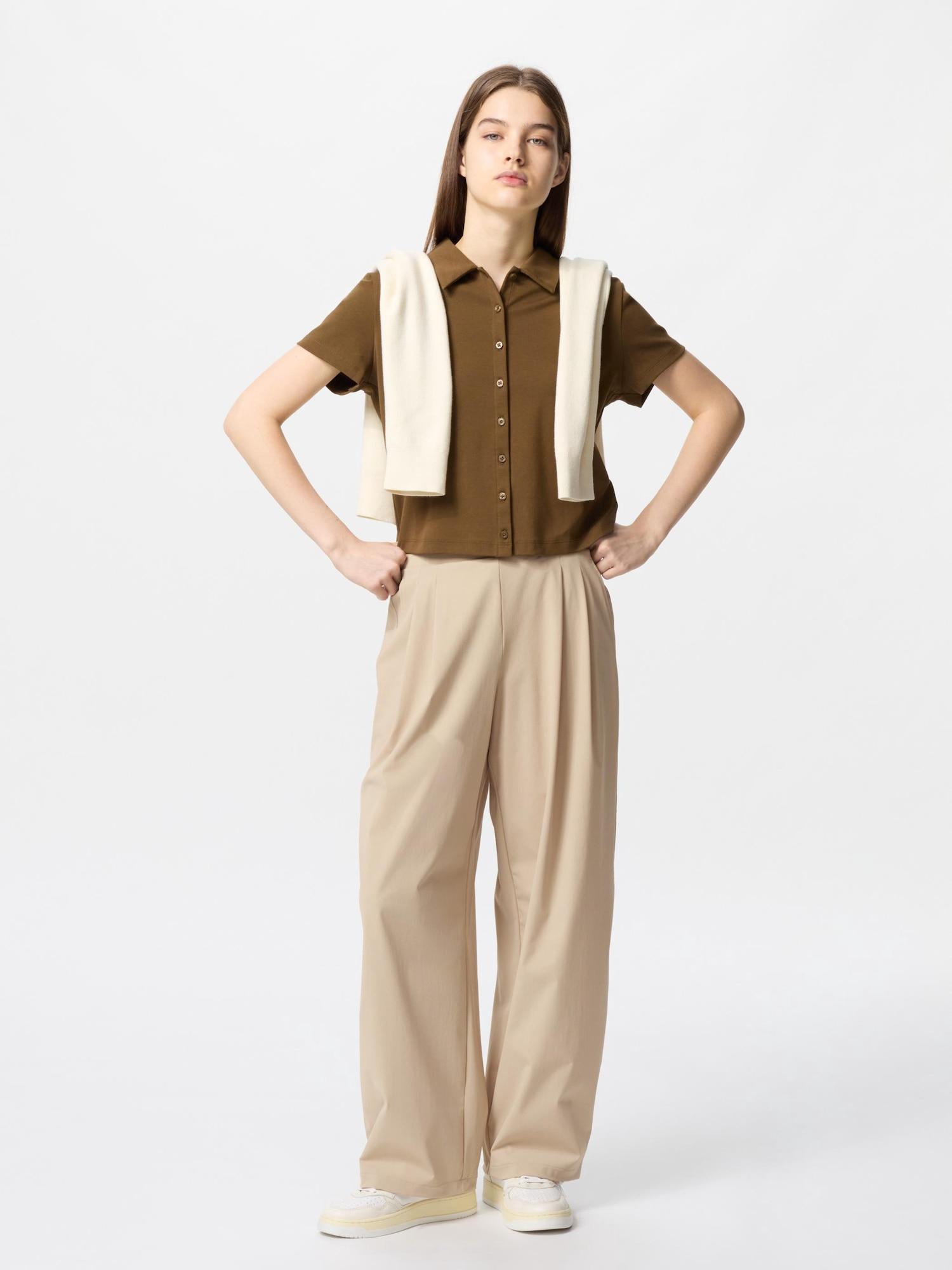

Uniqlo Ultra Stretch Active Широкие брюки Длина штанины 68,5 до 71,5 см 31 BEIGE/WOMEN L