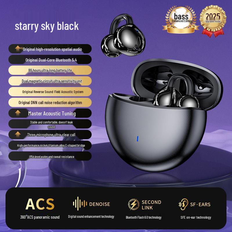 Cross-Border AI Smart-Translation Bone Conduction Bluetooth Headphones: Clip-On, Wireless, Long Battery Life, Noise-Canceling Sports Design.