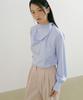 LUCIR ZU Drape Scarf Blouse (Sky Blue)