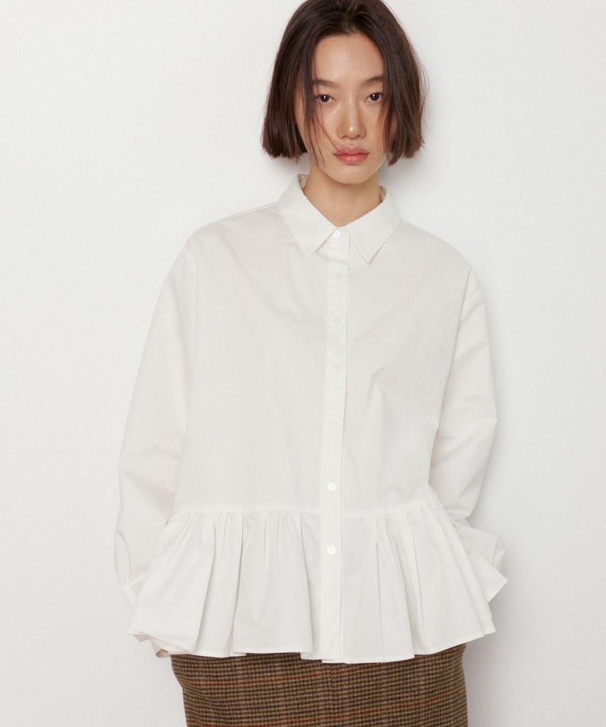 Okuka Essential Oversized Frill Shirt - White