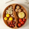 Wooden Salad Bowl Round and Oval Thickened Fruit Tray Wear-resistant Edge Divided Compartments Serving Platter Salad Storage