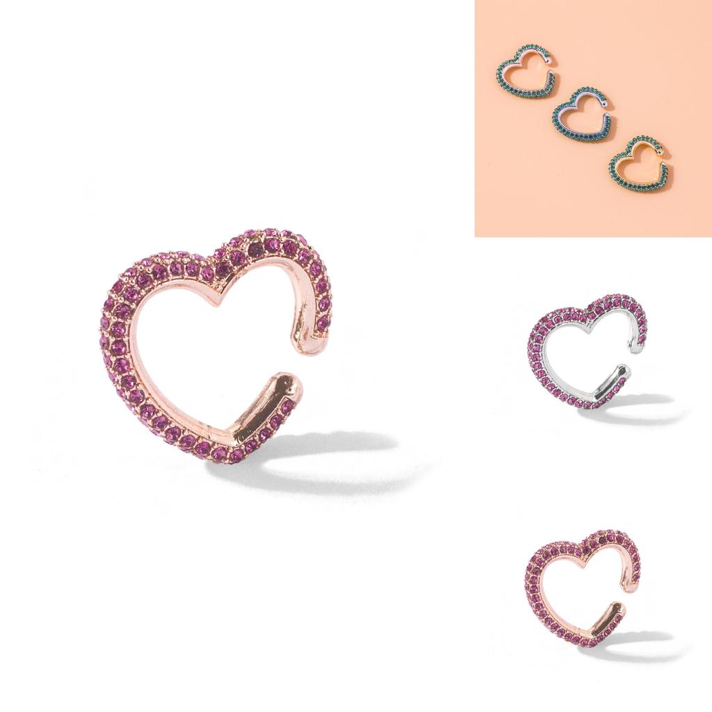 Crystal Multicolor Chic Heart Ear Cuffs For Men And Women Fashion Jewelry