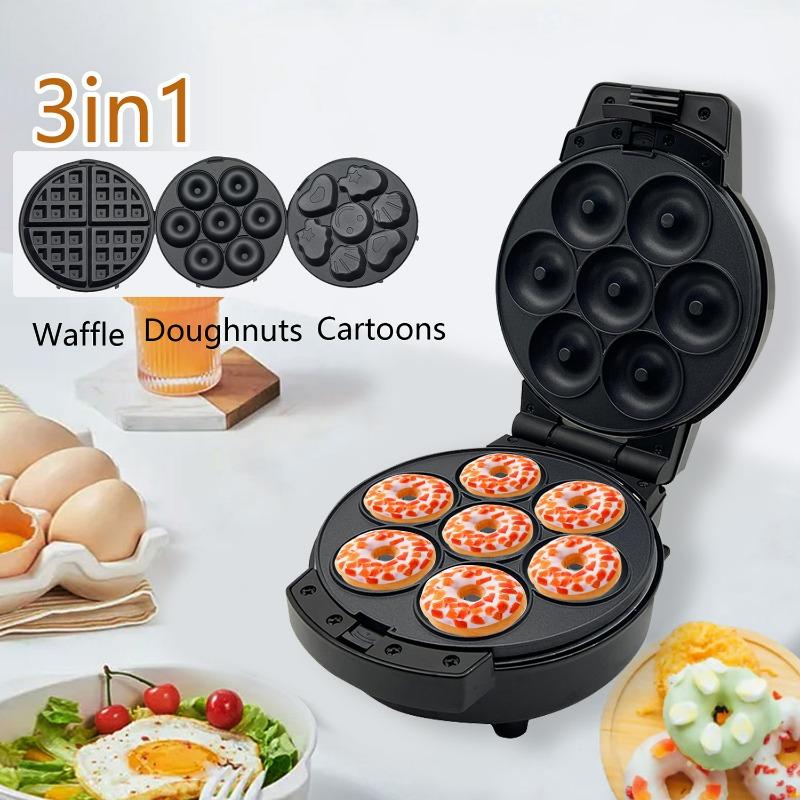 3 i 1 Smørbrød Vaffel Donut Maker Tegneserie Kakemaker Lett Mat Brød Frokostmaker Elektrisk Kakebjelle