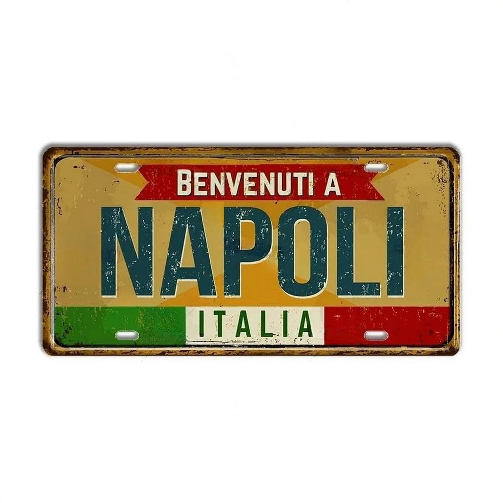Mfoever Tin Italy License Plates for Wall Art Decoration Metal Tin Signs Vintage Tags Metal Automotive Signs For Cafe Bar Club Garage Pubs