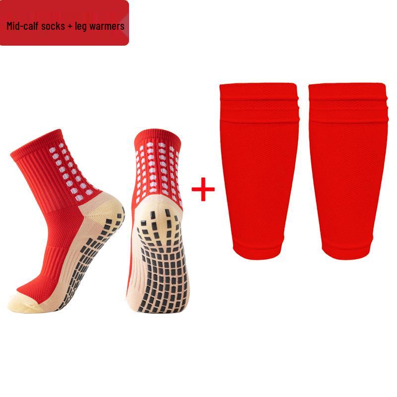 Men's Double Layer Breathable Mid-Calf Shin Guard Football Socks Set